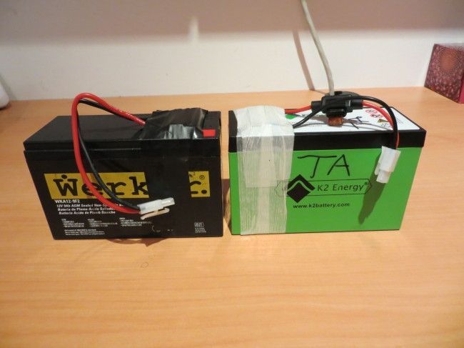 Note the inline battery fuse on the K2 battery on the right