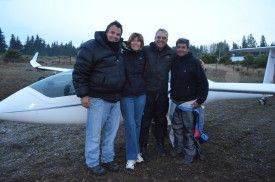 The team after the flight: Tago, Jackie, Jim and co pilot Juan Pagano
