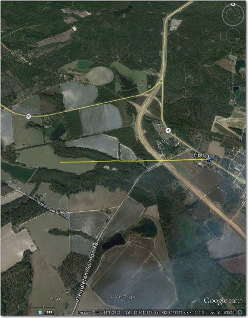 Waypoint symbol is about 1 mi east of actual airstrip