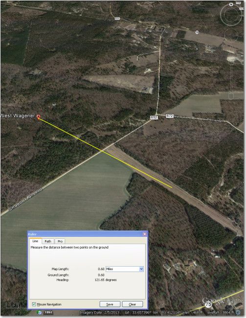 Waypoint symbol is displaced about 0.6 mi NW of the airstrip
