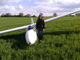 Elina landed the Ka 8 safely in a field