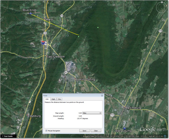 Blue Knob Airstrip - located just 3.6 mi west of the Dunning Mtn ridge, north of Blair county.
